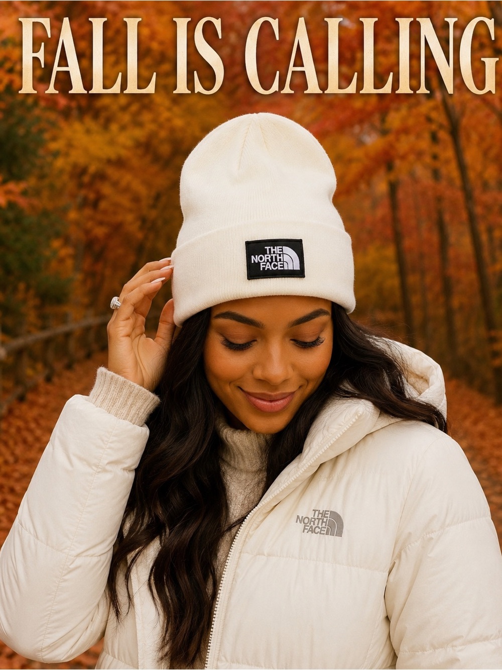 The North Face Women’s Cream Beanie - Fold-Over Cuff